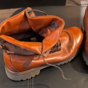 Timberland Men's Burgundy Leather Roll Top Boots